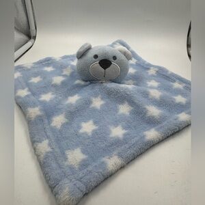 Swiggles Blue Teddy Bear Lovey Security Blanket White Stars